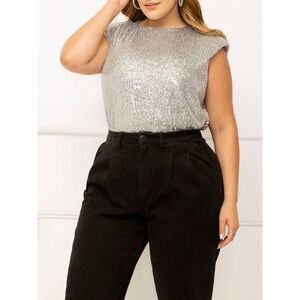 ELOQUII Elements Women's Plus Size Sequin T-Shirt NWT